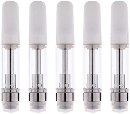 5 Pcs 0.5 / 1ml Ceramic Wickless Cartridge O-i-l and D-i-s-t-i-l-l-a-t-e Acessaries For C-C-E-L-L (White, 1ml)
