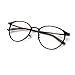 Komehachi - Super Light Unisex Vintage Simple Elegant Round Metal RX-Ready Eyeglasses Frame with Clear Lenses (Black)