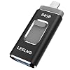 LEELNG 64G USB Stick voor Externe opslag-flashdrive, Memory Expansion Memory Stick Compatibel met Android en pc (Zwart)