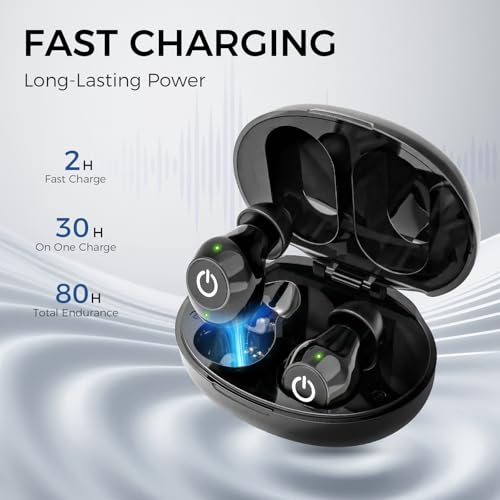 Rechargeable Hearing Aids for Seniors, Invisible In-Ear Design, Digital Noise Reduction for Clear Conversations & TV, 80H Battery with Charging Case, Easy Control for Mild Hearing Loss - Black