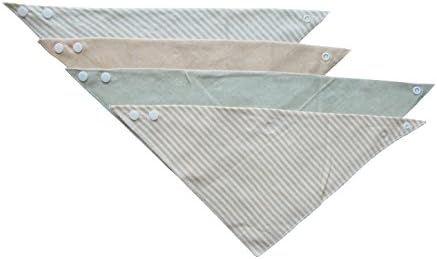 Natural Colored Organic Cotton Baby Drool Bibs with Adjustable Snap Buttons,Food Grade Fabric Peace of Mind ,Set of 4