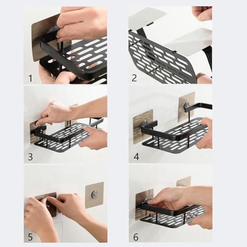 Shower Caddy Shelf 2 Pack - Thickened Upgraded Version, Adhesive Black Bathroom Rack - No Drilling Wall Mounted, Rustproof Organizer for Bathroom, Toilet, Kitchen