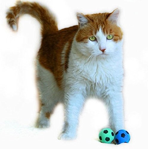 PETFAVORITES Foam/Sponge Soccer Ball Cat Toy Best Interactive Cat Toys Ever Most Popular Independent Pet Kitten Cat Exrecise Toy balls for Real Cats Kittens, Soft/Bouncy/Noise Free, 24 Pack.