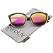 zeroUV High Fashion Metal Outer Frame Color Mirror Lens Oversized Cat Eye Sunglasses 55mm (Tortoise-Gold/Pink Mirror)