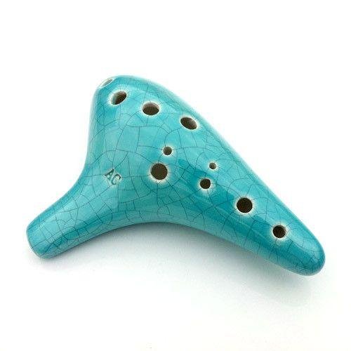 Allegro 12 Hole Ocarina - Ceramic Alto C - Sweet Potato Flute - Jade Crackle Finish - Focalink- Easy to Play - Free Padded Carrying Case - Free Songbook & Tutorial Included