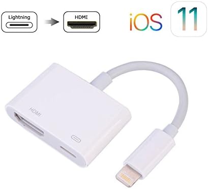 Lighting to HDMI Adapter Cable, 1080P iPhone iPad to HDMI Female Video Digital AV Adapter with Lightning Charging Port for HD TV Monitor Projector (White)
