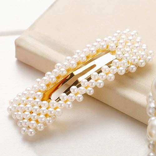 Pearl Hair Clips Pearl Barrettes for Women Girls-4pcs Large Hair Clips for Gifts Headwear Barrette Bride Wedding Headwear Styling Hair Pins, Elegant Clips For Hair Accessories - Thumbnail 3