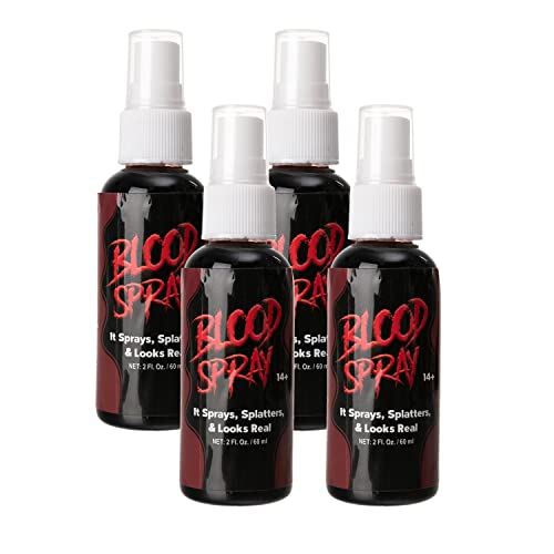 Spooktacular Creations 4 Packs 2 oz Halloween Vampire Blood Spray Fake Blood Stage Blood for Halloween Costume, Zombie, Vampire and Monster Makeup & Dress Up