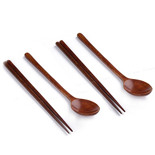 Ecloud Shop Woden spoon chopsticks sets Korean dinnerware combinations 2pcs