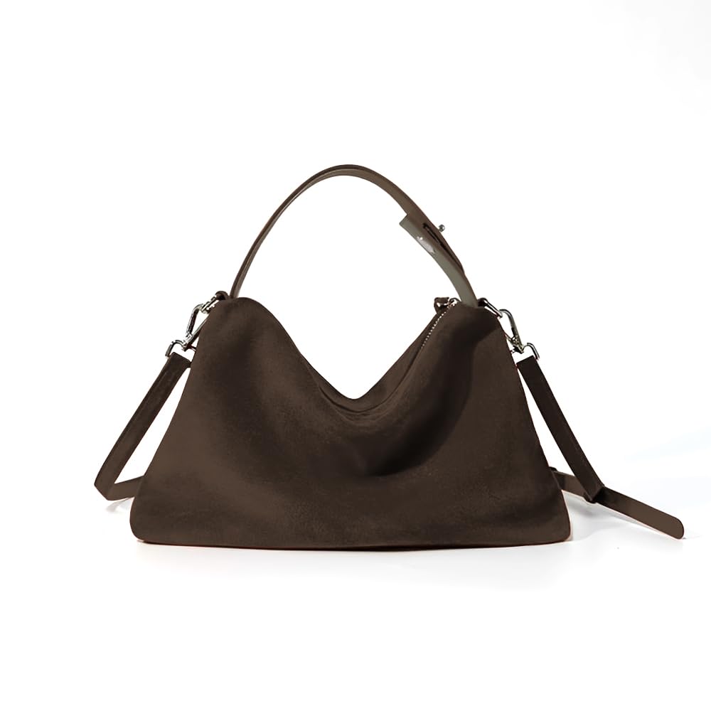 Photo 1 of VAKAER Suede Tote Bag for Women, Suede Leather Crossbody Bag with Adjustable Strap Nubuck Shoulder Satchel Hobo Purse (coffee)