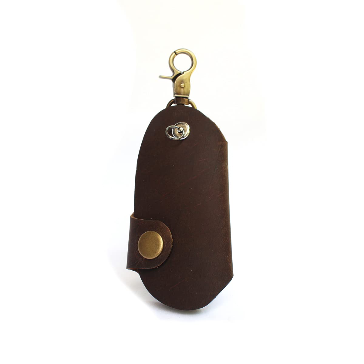 Handmade Crazy Horse Genuine Leather Key Case - Vintage Rounded Corner Key Holder Hardware, Key Organizer for Car & Home Keys