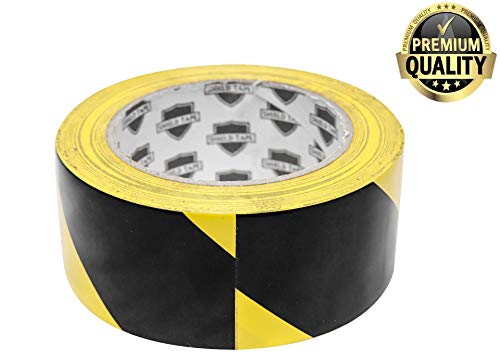 ABC Aisle Marking Tape 3” x 36’.1 Roll of Hazard Warning Tape. Flexible Black, Yellow Tape. Vinyl Tape for Making Steps, Pillars, Parking Lots, Walk Ways. Natural Rubber Adhesive. 7 Mil Thick.