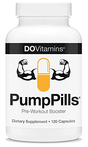 PumpPills - Nitric Oxide Booster, Caffeine Free Pre Workout Supplement for Men & Women without Creatine, Pre-Workout w/ L-Citrulline & Beta-Alanine - Vegan, Paleo, Non-GMO - 120 Capsules
