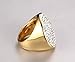 VNOX Womens Stainless Steel Huge Domed Round White CZ Rhinestone Crystal Ring,Gold Plated,Size 7