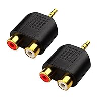 CERRXIAN LEMENG (2-Pack of) Gold Plated 3.5mm Stereo to 2-RCA Male to Female Adapter,Audio Splitter Adapter, Dual RCA Jack Adapter