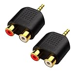 CERRXIAN LEMENG (2-Pack of) Gold Plated 3.5mm Stereo to 2-RCA Male to Female Adapter,Audio Splitter Adapter, Dual RCA Jack Adapter
