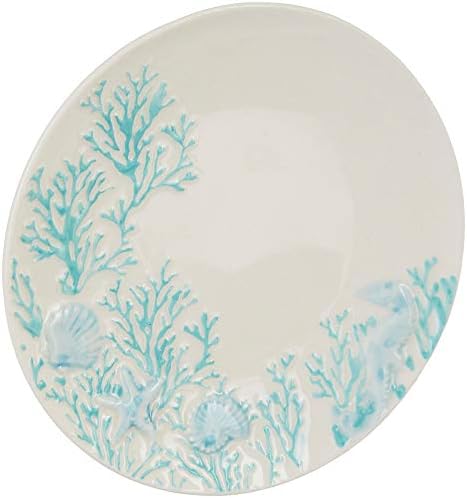 Coastal Home Blue Coral Appetizer Plate One Size White/blue