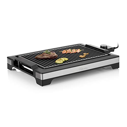 Tristar BP-2780 Elektrischer Tischgrill, mit großer Grillfläche von 37x25 cm, antihaftbeschichtet, abnehmbares 2m Kabel, Fettschale und Grillplatte, 2000 Watt Leistung, Schwarz – Bild 3