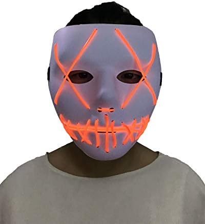 Falecha Halloween Purge Mask - Cosplay Led Costume Mask for Halloween Rave Costume Party