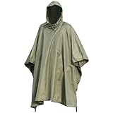 Men's US Waterproof Ripstop Hooded Nylon Festival Poncho in Olive Green