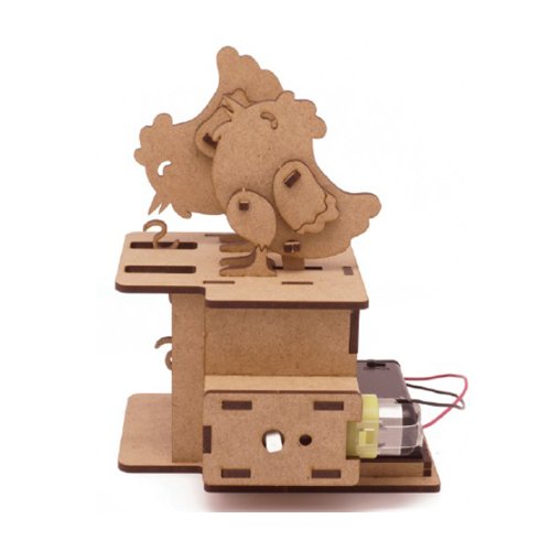 Mize Wooden Motor Automata Toys Assembly Model kits (Moving Feeding Chicken) Mechanical Puzzles for Kids & Adults, Kinetic Toys, Childrens 3d Puzzles