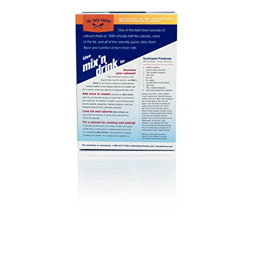 SACO Mix 'n Drink Instant Skim Milk, Fat-Free, GMO-Free, Gluten-Free, Nut-Free, rBST Free, High Calcium and Protein, Makes 3 Quarts, 2 Pack