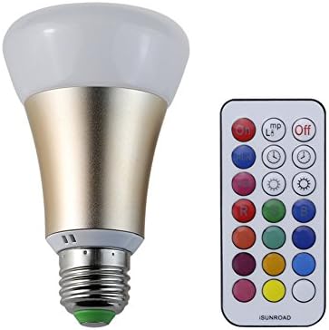 LED Decoration Bulbs Dimmable E26 E27 LED Bulbs, RGB, Color Changing, 10W, 180° Beam Angle, 900lm, 16 Color Choice, Remote Controller Included, LED Light Bulbs (Cool White + RGB Gold shell)