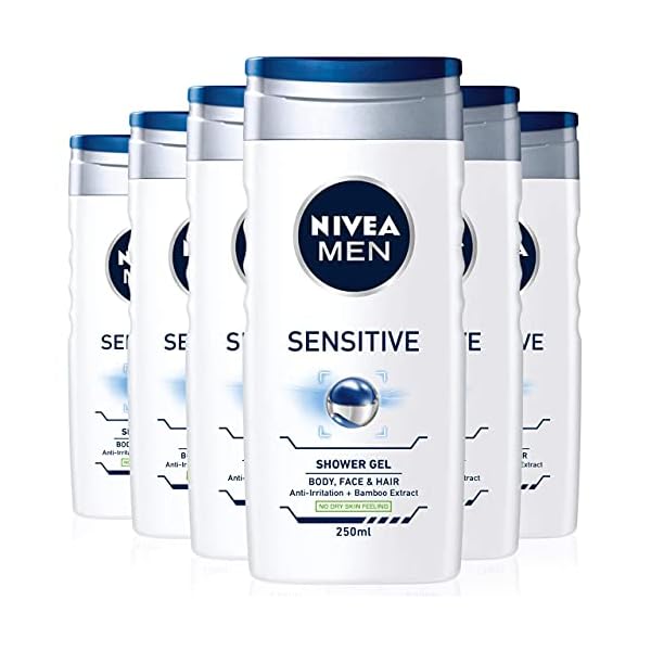 NIVEA-MEN-Sensitive-Shower-Gel-Pack-of-6-6-x-250-ml-Alcohol-Free-Sensitive-Skin-Shower-Gel-Gentle-Shower-Gel-for-Men-Shower-Gel-for-Irritated-Skin NIVEA MEN Sensitive Shower Gel Pack of 6 (6 x 250ml), Alcohol-Free Sensitive Skin Shower Gel, Gentle Shower Gel for Men…
