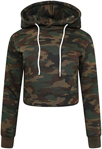 Ladies Womens Girls Crop Hoodie New Cropped Hooded Hoody Sweatshirt Plain Jumper Heavy Sweat Pullover Tops Sizes 6-12