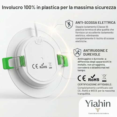 Recessed LED Spotlights Set of 20, 4W 339LM Cool White 6000K, Ultra Flat Ceiling Spotlights 230 V Without Transformer, Plastic LED Spotlight, Depth 28 mm, Not Dimmable for Bathroom Kitchen