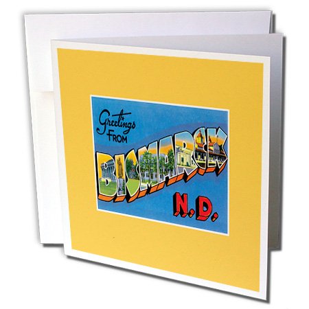 3dRose BLN Vintage US Cities and States Postcards - Greetings From Bismarck, North Dakota Scenic Postcard Reproduction - 1 Greeting Card with envelope (gc_170371_5)