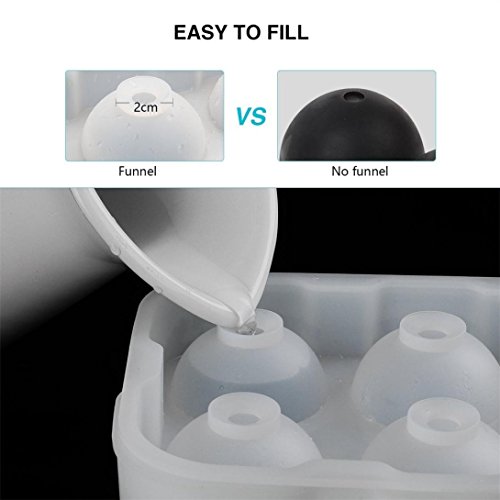 Botrong® Spheres Ice Ball Tray Molds Clear Round Silicone Ice Molds with Lid for Whiskey (White)