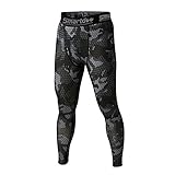 Compression Pants or Shirts, Smartdoo Under Base Layer Sport Long Tight Pant Legging Long Sleeve Men Stretch Ankle for Running Basketball Football(Black Grid,S)
