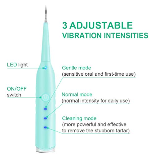 PRETTY SEE Electric Dental Calculus Remover Household Tartar Removal Tool Scraper Toothbrush Teeth Cleaning Tools with 3 Replaceable Cleaning Heads, Blue - Thumbnail 4