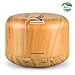 Prome 500ml Essential Oil Diffuser Wood Grain Ultrasonic Aromatherapy Oil Diffuser with Adjustable Mist Mode Waterless Auto Shut-off Humidifier and 4 Timer Settings for Bedroom Office,14 Color Lights