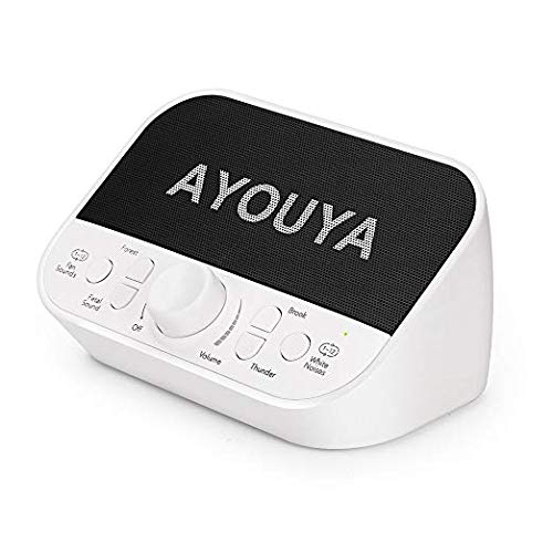White Noise Machine, AYOUYA Sleep Therapy Machine 28 Soothing Natural Sound with 2×3W Speaker Sleep Timer Adjustable Volume Memory Function Headphone Jack for Light-Sleeper Baby Traveler