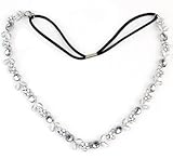 Womdee(TM) Fashion Women Silver Rhinestone Crystal Flower Hair Band / Elastic Headband-Silver With Womdee Accessory