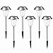 Treeco Solar Pathway Lights Outdoor for Garden Patio Landscape Stainless Steel & Waterproof, 6 Pack - Silver