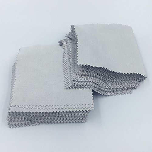 Lantee 100 Pcs Jewelry Cleaning Cloth Polishing Cloth for Sterling Silver Gold Platinum (Grey, 10cmx10cm)