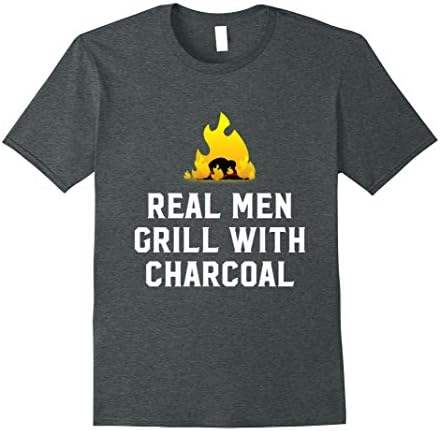 Mens Real Men Grill With Charcoal Cooking BBQ Barbecue T-Shirt 2XL Dark Heather
