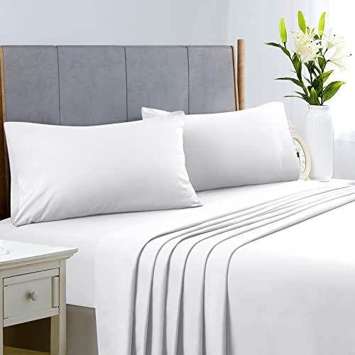 HOMEIDEAS Queen Size Bed Sheets 6 Piece Set (White) Extra Soft Brushed Microfiber 1800