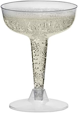 Toasted Drinkware Premium Hard Plastic Clear Two Piece 4 oz Champagne Glasses, 80 Count