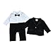 FEESHOW Baby Boy's 2Pcs Gentleman Wedding Formal Tuxedo Suit Romer Outfit Set Size 12-18 Months,Black White