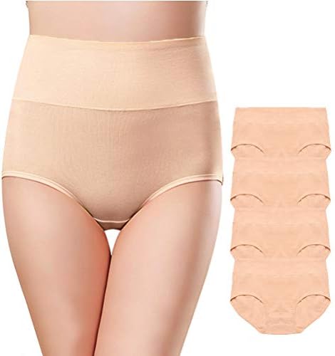 OUENZ Women's Cotton Underwear,Breathable Solid Comfortable High Waist Soft Briefs Panties for Women