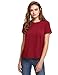 Romwe Women's Loose Short Sleeve Round Neck Solid Summer T-Shirt Tops Blouse Red M