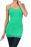 Women's Lace Trimmed Spaghetti Strap Long Tank Top by BLVD