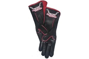 Rodeo Hard Deerskin Leather Bull Riding Gloves American Made - Long Cuff, Outseam Stitching, Embroidered Logo