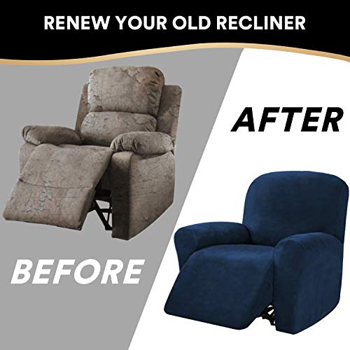 Recliner Chair Cover Velvet Stretch Recliner Couch Covers 4Pieces
