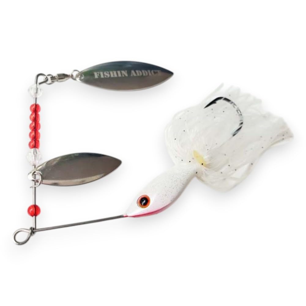 FISHIN ADDICT spinner bait fishing lure SILVER GHOST SILVER PATTERN 100mm / 20g (0.5oz)