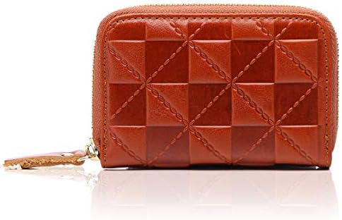 APHISONUK Women Credit Card Holder RFID Blocking Wallet Ladies Accordion Style Small Purse Embossed Patterns Card Case for Girls/Yellow Check(7112)/Gift Box